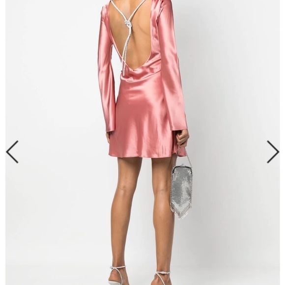 Cult Gaia Tie-detail Long-sleeved Mini Dress in Pink. NEW - Picture 3 of 6